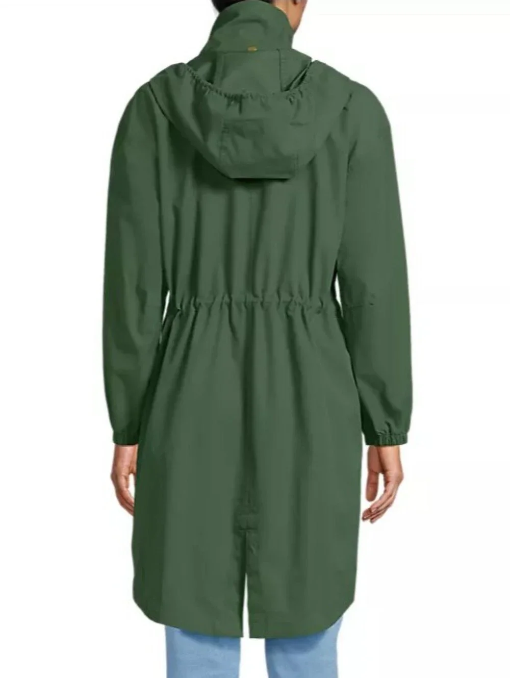 Lands End Women Army Green Hooded Trench Chore Coat Jacket Size Large NWT Roomy - Picture 6 of 12